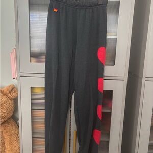 Aviator Nation Black Pants with Red Hearts